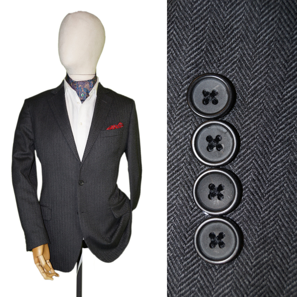 BROOKS BROTHERS 346 41R GRAY HERRINGBONE BLAZER